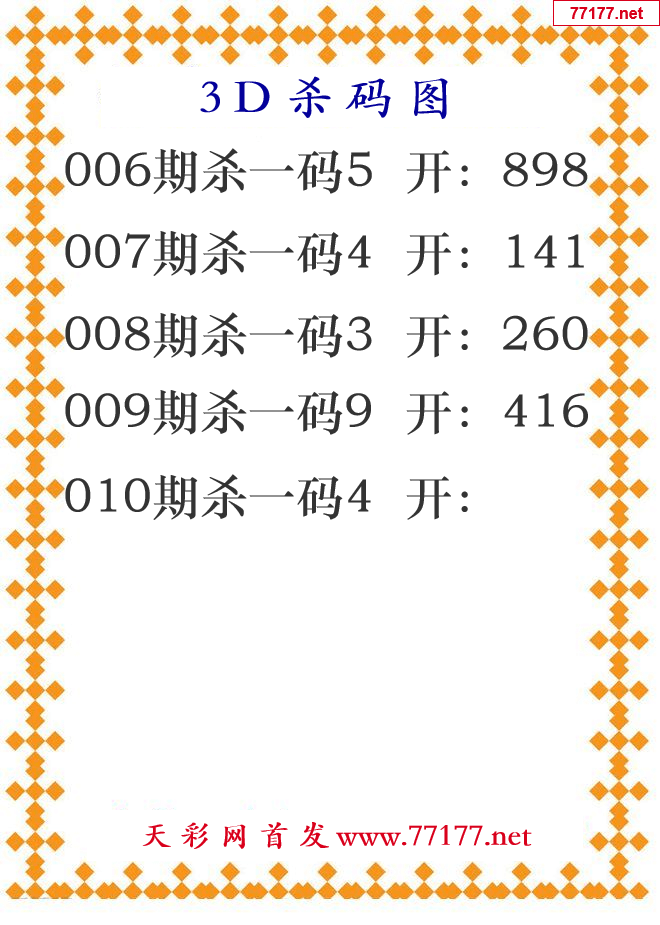 第2025年010期3d杀码图