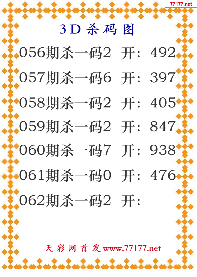 第25年062期3d杀码图