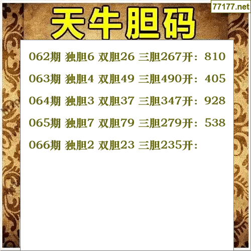 福彩3d第25年066期天牛图库版
