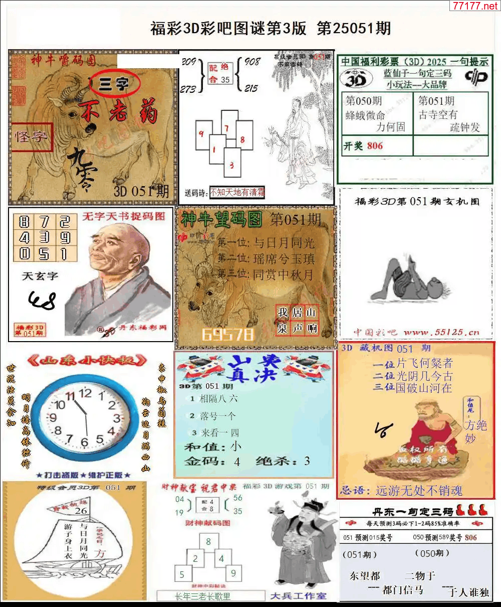 3d彩吧图25年051期彩吧图库精华