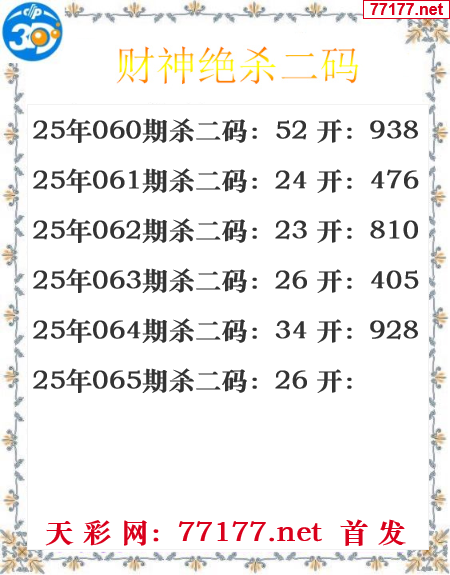 财运图25年065期3d财神杀码图