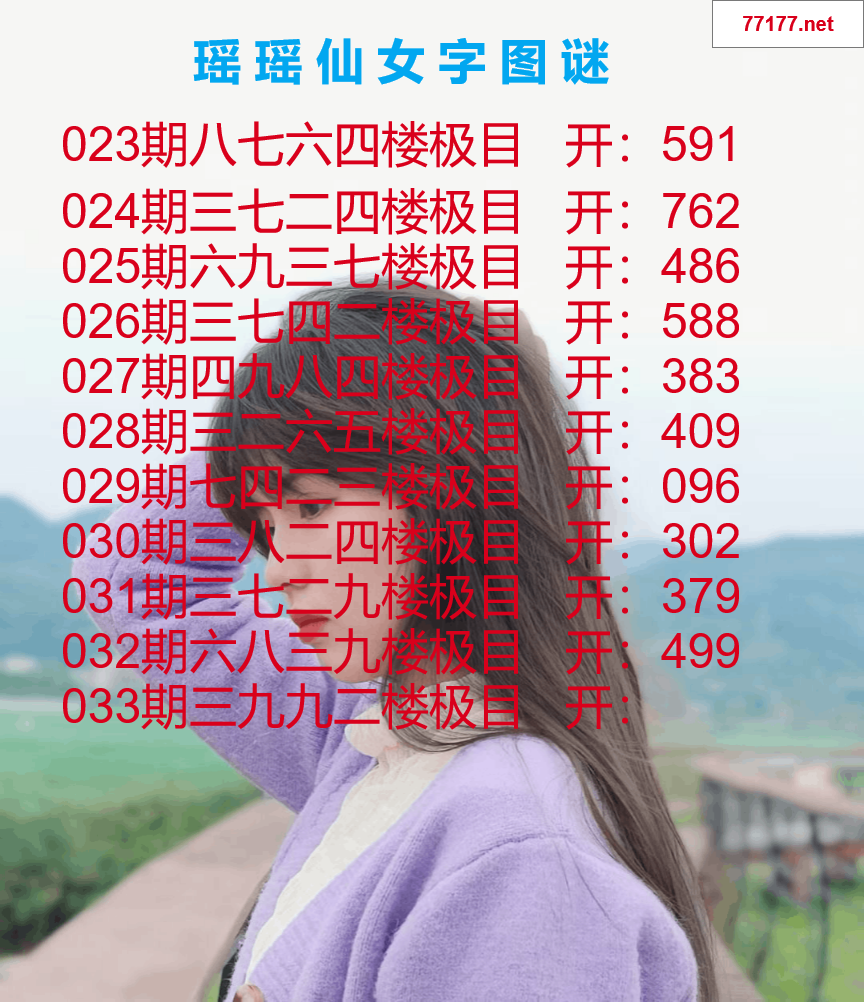 第25年033期瑶瑶仙女一句字图谜