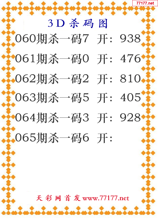 第25年065期3d杀码图