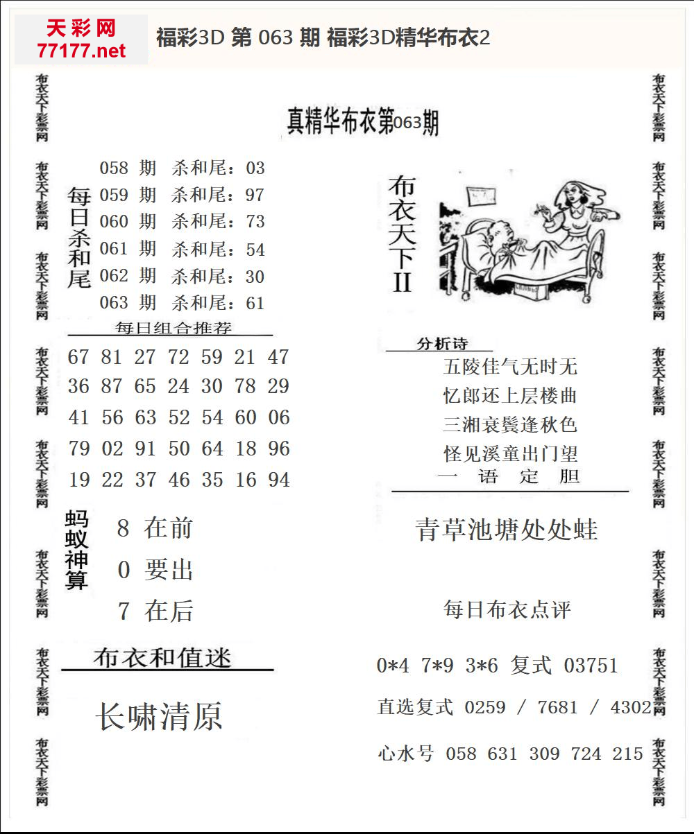 25年063期3d精华布衣图
