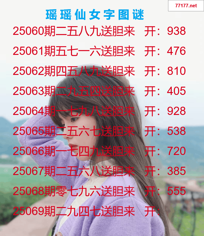 第25年069期瑶瑶仙女一句字图谜