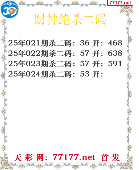 财运图25年024期3d财神杀码图