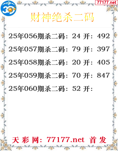 财运图25年060期3d财神杀码图