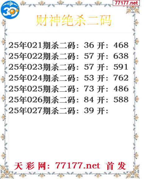 财运图25年027期3d财神杀码图