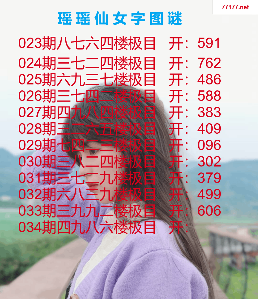 第25年033期瑶瑶仙女一句字图谜