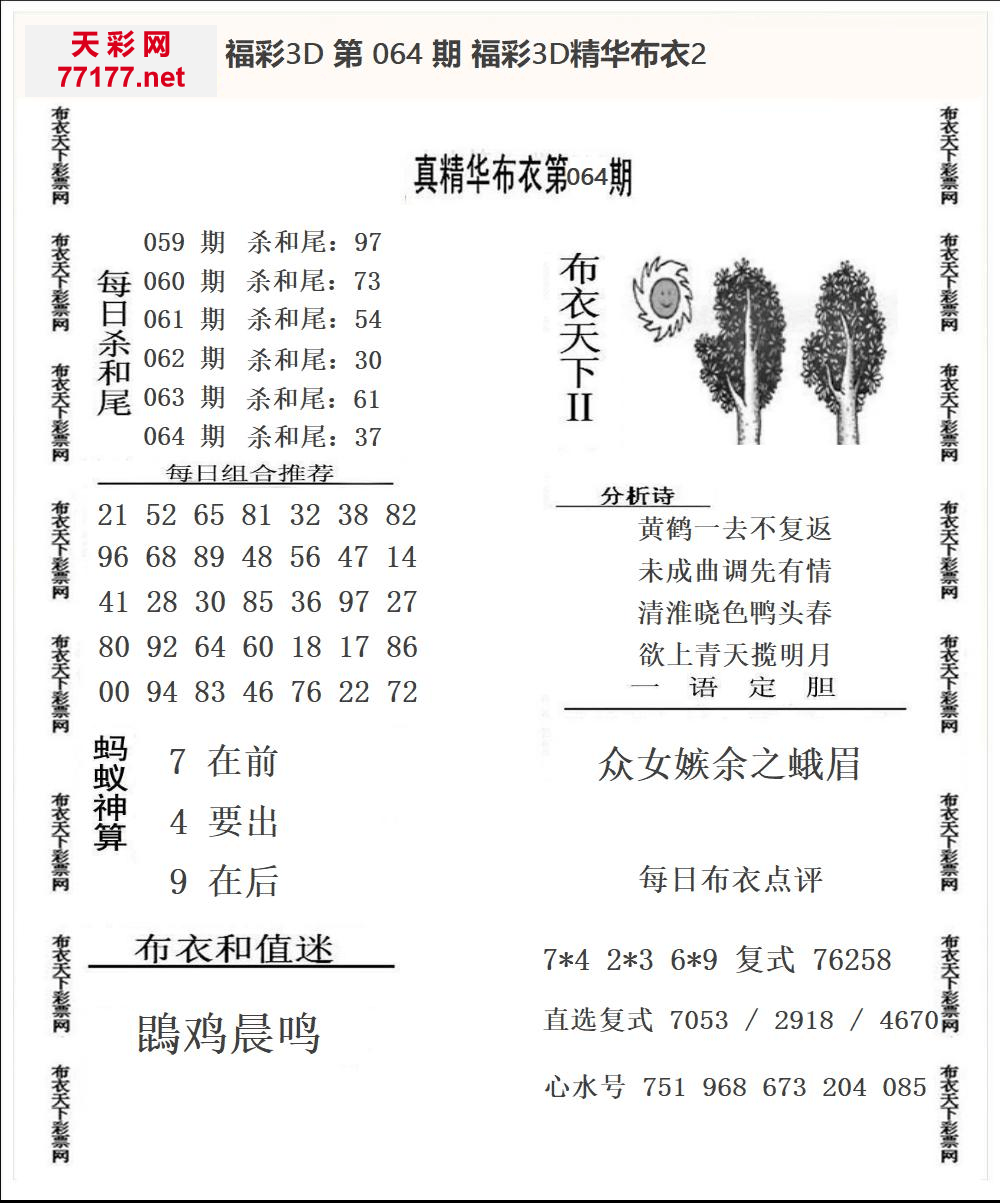25年064期3d精华布衣图